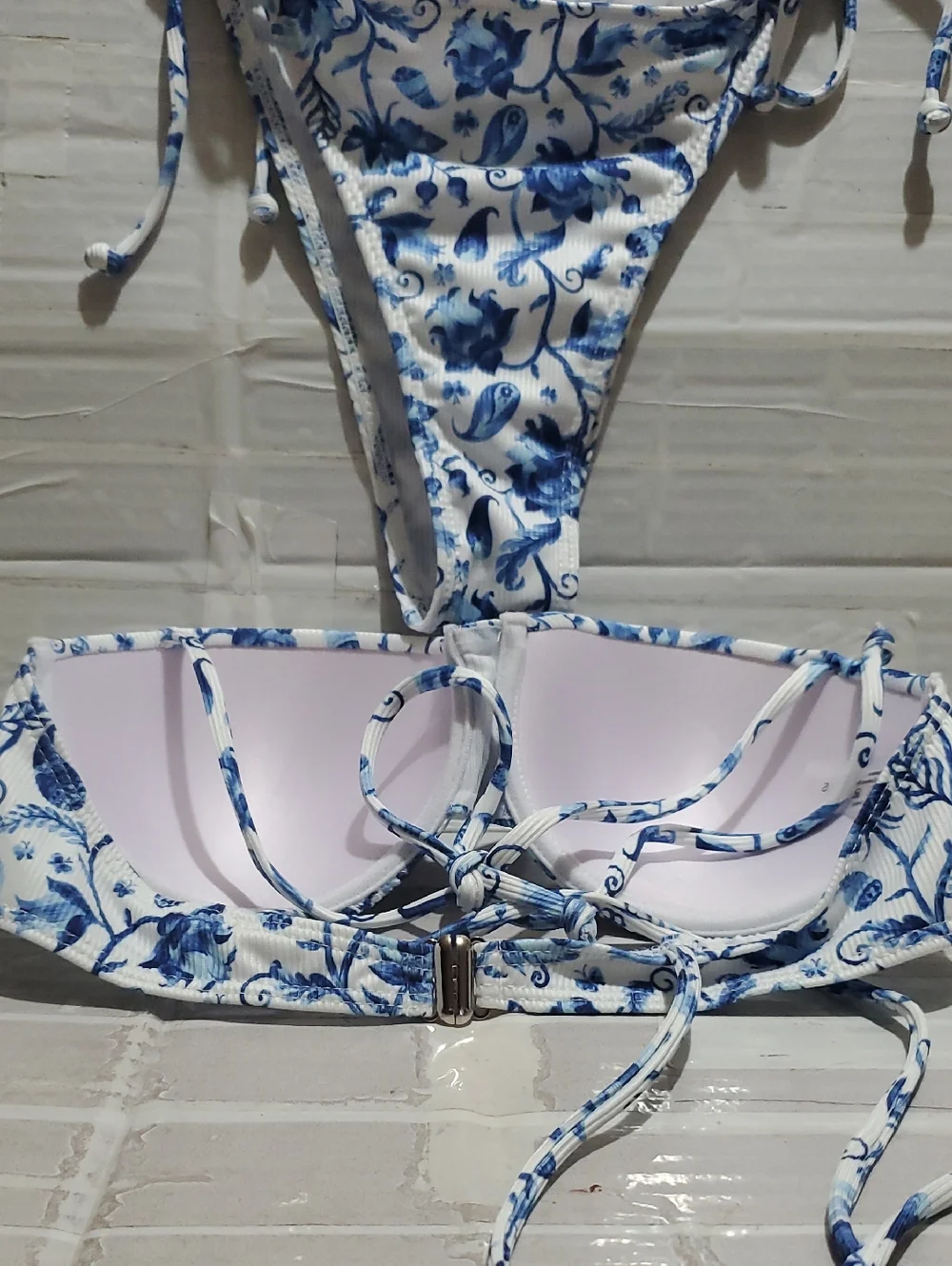 Halter Blue Floral Tie-Side Bikini Set - Women Intimates & Sleepwear